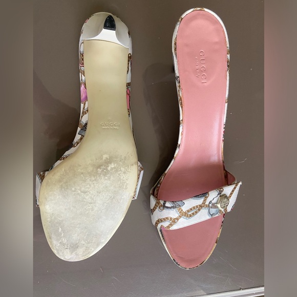 Gucci multicolor white canvas print, pink leather sole, neat condition size 10!! - Picture 4 of 5